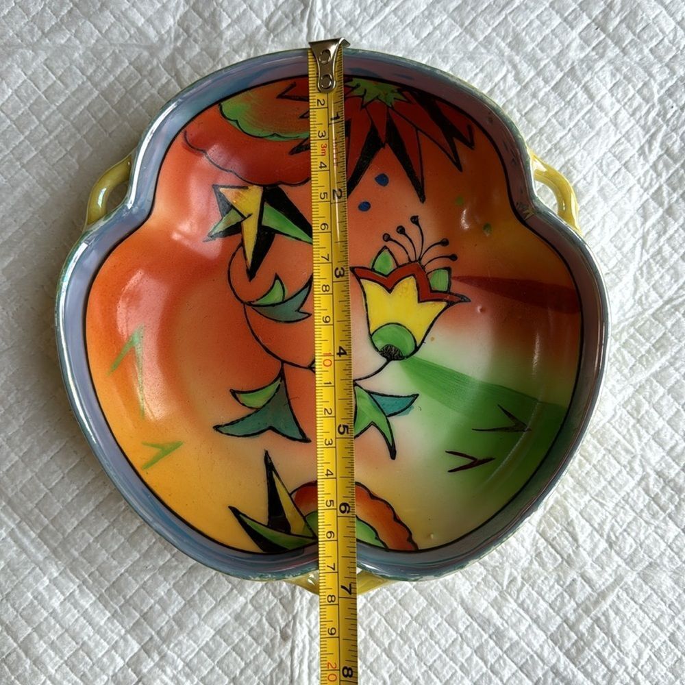 Vintage painted dish from Japan - yellow orange and green - Picture 6 of 7